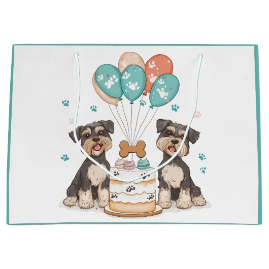 シュナウザーの犬の誕生日おめでとう ラージペーパーバッグ (正面)
