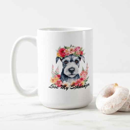 シュナウザーの花束 コーヒーマグカップ (ドーナツ)