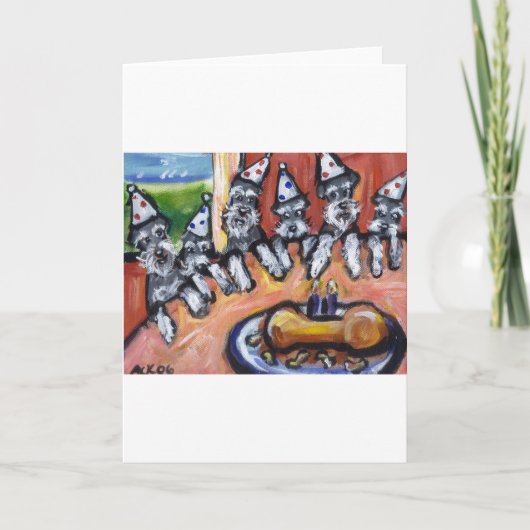 シュナウザーの誕生日パーティー カード (正面)