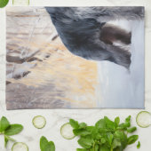 シュナウザーは雪のクリスマスを許す キッチンタオル (折り畳み)