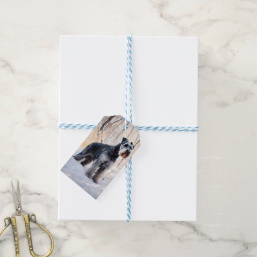 シュナウザーは雪のクリスマスを許す ギフトタグ (より糸付き)