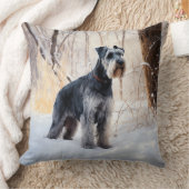 シュナウザーは雪のクリスマスを許す クッション (ブランケット)