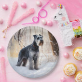 シュナウザーは雪のクリスマスを許す ペーパープレート (パーティー)