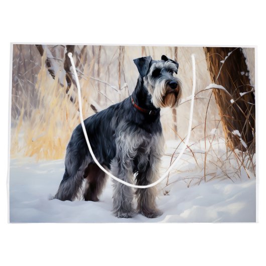 シュナウザーは雪のクリスマスを許す ラージペーパーバッグ (裏面)