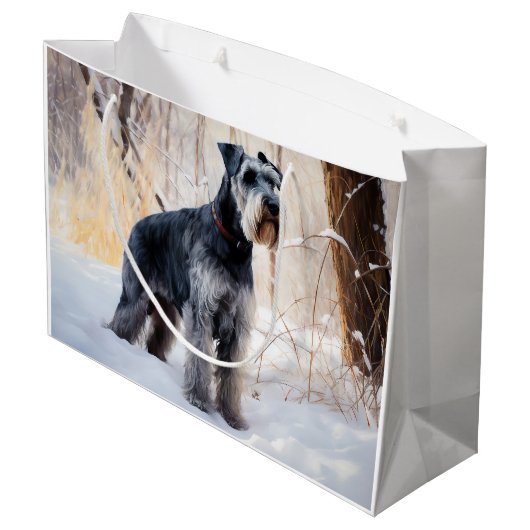 シュナウザーは雪のクリスマスを許す ラージペーパーバッグ (裏面アングル)