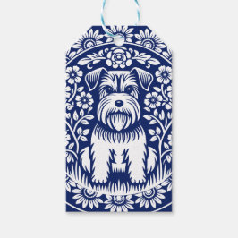 シュナウザーまたはノーフォークテリア魅力的フォークアート ギフトタグ