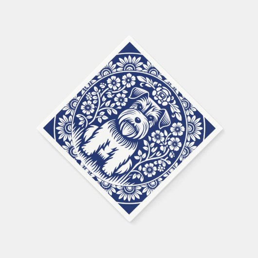 シュナウザーまたはノーフォークテリア魅力的フォークアート スタンダードカクテルナプキン (角)