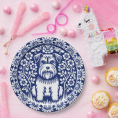 シュナウザーまたはノーフォークテリア魅力的フォークアート ペーパープレート (パーティー)