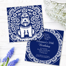 シュナウザーまたはノーフォークテリア魅力的フォークアート 招待状