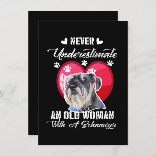 シュナウザーを持つ老婦人を決して過小評価しない 招待状 (正面/裏面)