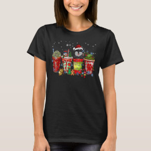 シュナウザーアイスラテ雪だるまスイーツスノークリスマス Tシャツ
