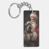 シュナウザーウィズサンタクロースフェスティバルクリスマス キーホルダー (正面左)