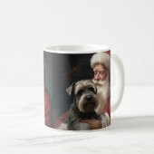 シュナウザーウィズサンタクロースフェスティバルクリスマス コーヒーマグカップ (正面右)