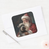 シュナウザーウィズサンタクロースフェスティバルクリスマス スクエアシール (封筒)