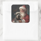 シュナウザーウィズサンタクロースフェスティバルクリスマス スクエアシール (バッグ)