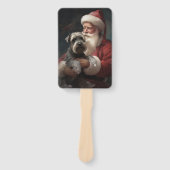 シュナウザーウィズサンタクロースフェスティバルクリスマス ハンドファン (正面)