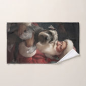 シュナウザーウィズサンタクロースフェスティバルクリスマス バスタオルセット (ハンドタオル)