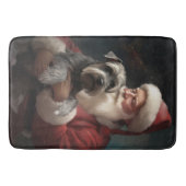 シュナウザーウィズサンタクロースフェスティバルクリスマス バスマット (正面)