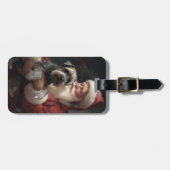 シュナウザーウィズサンタクロースフェスティバルクリスマス ラゲッジタグ (正面横)