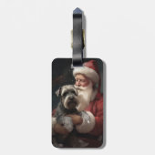 シュナウザーウィズサンタクロースフェスティバルクリスマス ラゲッジタグ (裏面縦)