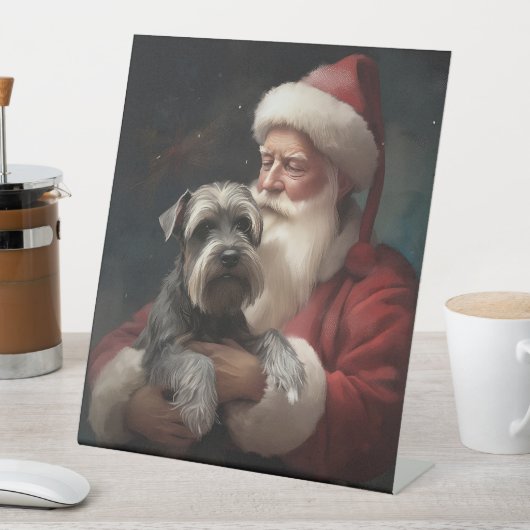 シュナウザーウィズサンタクロースフェスティバルクリスマス 台座サイン (インサイチュ)