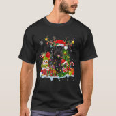 シュナウザーサンタハットトナイダークリスマスライトパハ Tシャツ (正面)
