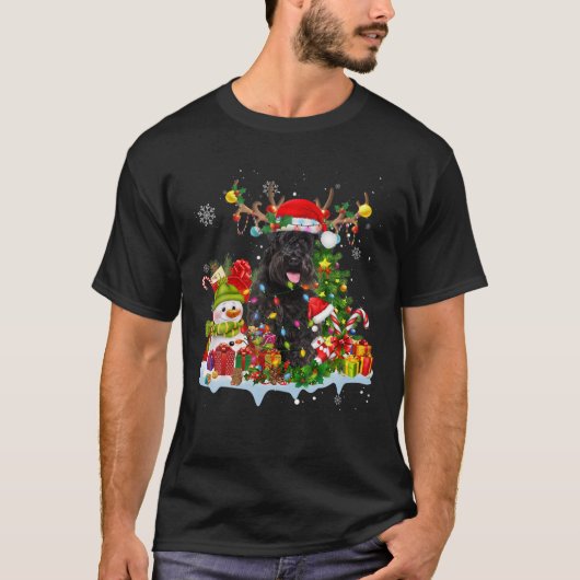 シュナウザーサンタハットトナイダークリスマスライトパハ Tシャツ (正面)