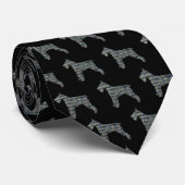 シュナウザーシルエットイエロー&ブラックグリッド ネクタイ (ロール)