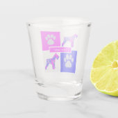 シュナウザーシルエットドッグ&ポーピンクブルースクエア ショットグラス (裏面)
