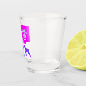 シュナウザーシルエットドッグ&ポーピンクブルースクエア ショットグラス (右)