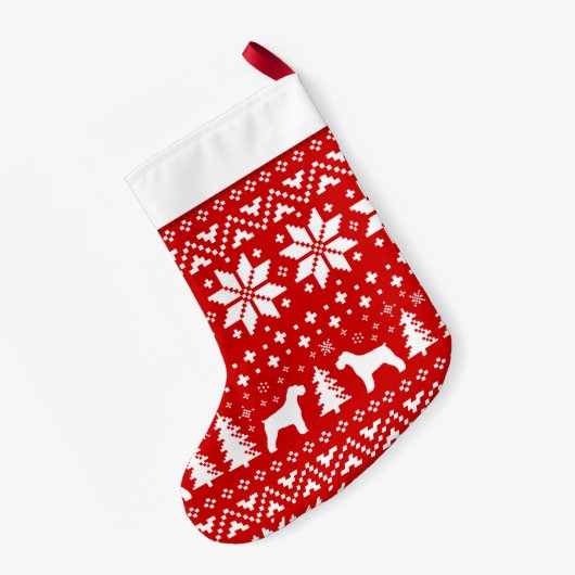 シュナウザーシルエットパ赤と白ターンかわいい スモールクリスマスストッキング (裏面 (吊り時))