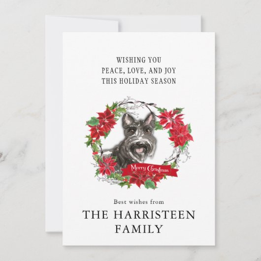 シュナウザーテリアブラックウォーター色クリスマス シーズンカード (正面)