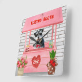 シュナウザードグバレンタインキスをするブース スクエア壁時計 (傾斜)