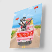 シュナウザードグバレンタインズデイトラックハート スクエア壁時計 (傾斜)