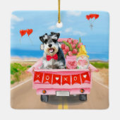 シュナウザードグバレンタインズデイトラックハート セラミックオーナメント (裏面)