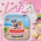 シュナウザードグバレンタインズデイトラックハート ペーパープレート (パーティー)