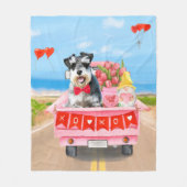 シュナウザードグバレンタインデートラック フリースブランケット (正面)