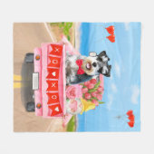 シュナウザードグバレンタインデートラック フリースブランケット (正面(横))