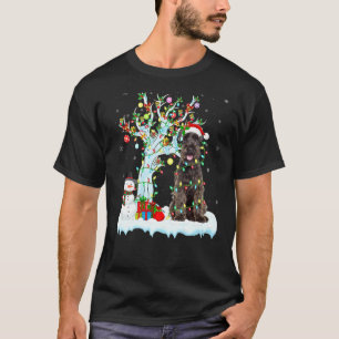 シュナウザードッグクリスマスツリー照明サンタシュナウザーC Tシャツ