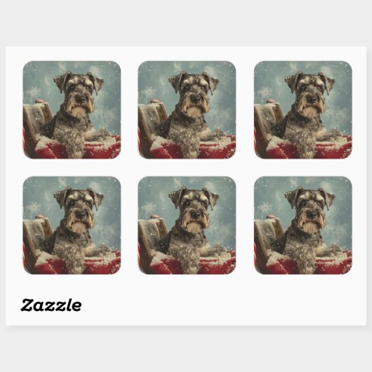 シュナウザードッグクリスマスフェスティバル スクエアシール (シート)