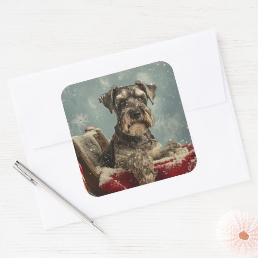 シュナウザードッグクリスマスフェスティバル スクエアシール (封筒)