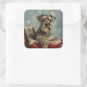 シュナウザードッグクリスマスフェスティバル スクエアシール (バッグ)