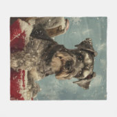 シュナウザードッグクリスマスフェスティバル フリースブランケット (正面(横))