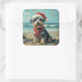 シュナウザードッグクリスマスヴィンテージビーチ スクエアシール (バッグ)