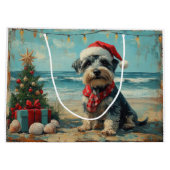 シュナウザードッグクリスマスヴィンテージビーチ ラージペーパーバッグ (裏面)