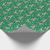 シュナウザードッグサンタポーズキュートクリスマス ラッピングペーパー (角)