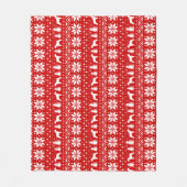 シュナウザードッグシルエットのクリスマスパターンレッド フリースブランケット (正面)