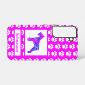 シュナウザードッグシルエットポーピンクブルーピンク SAMSUNG GALAXYケース (裏面横)