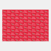 シュナウザードッグシルエットレッドウメリーーフマス ラッピングペーパーシート (正面)