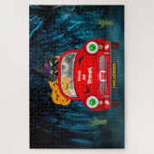 シュナウザードッグドライビングカーホラーハロウィーン ジグソーパズル (縦)